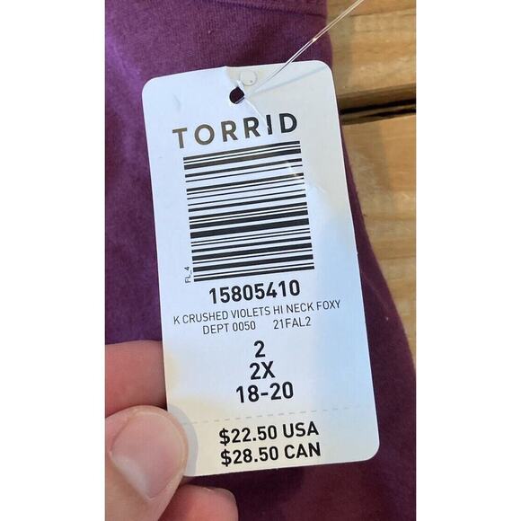 NWT $22.50 Torrid High Neck Tank Top Size 2 Women’s Purple - Picture 4 of 6